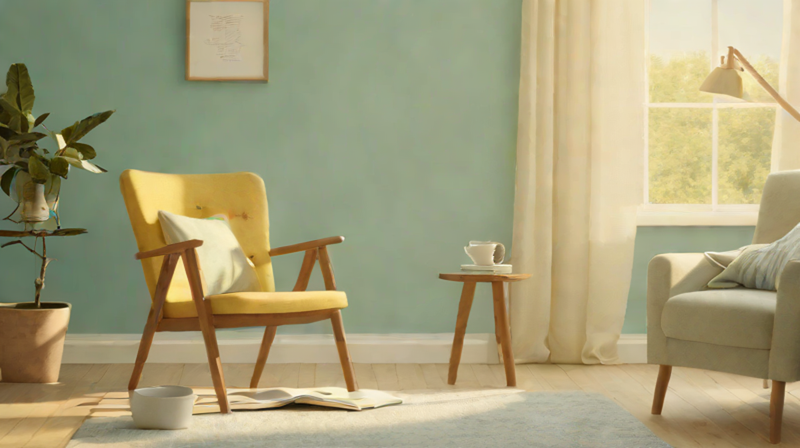 Calm UK wellness scene with a comfortable chair, notebook, tea and soft morning light for an article about stress, cortisol and mitochondrial health.